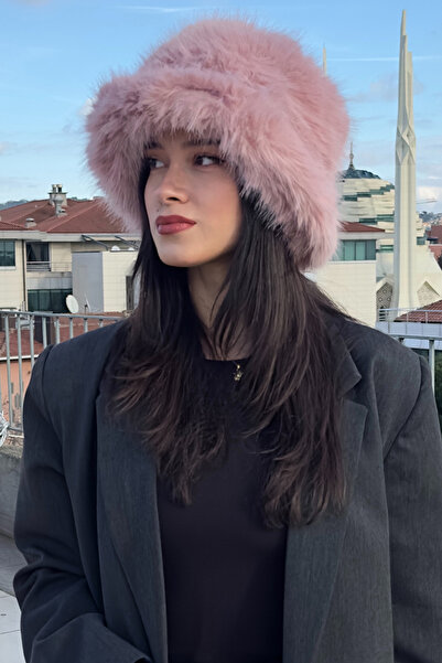 Mavelle Women's Pink Winter Bucket Hat | Faux Fur Fashion Hat | Russian Style Kalpak