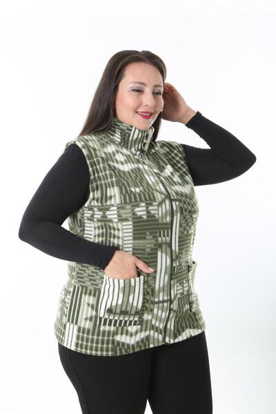 VAYE COLLECTION Soft Textured Brushed Fleece Vest Stand Collar Plus Size