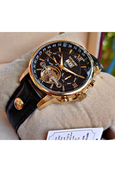 Raymond Star Series Gold Black Automatic Men's Wristwatch
