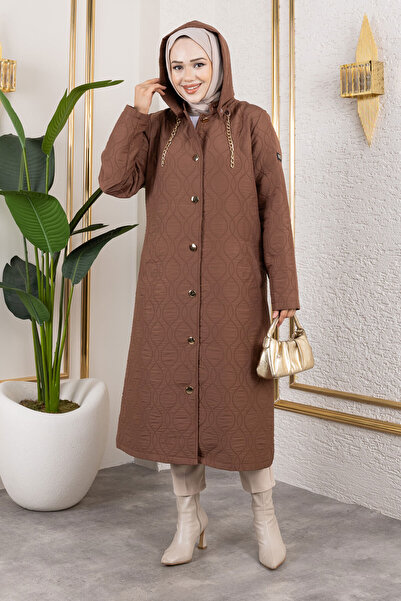 Tesettür Dünyası Καπέλο με κουμπιά Boydan TSD250217 Καφέ