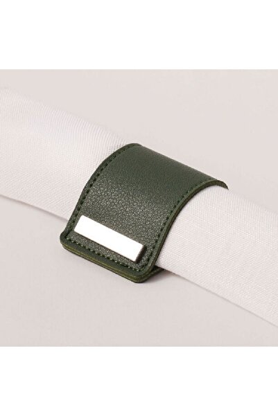 LA MESA 4pcs leather napkin ring, green 4.5*4.5cm