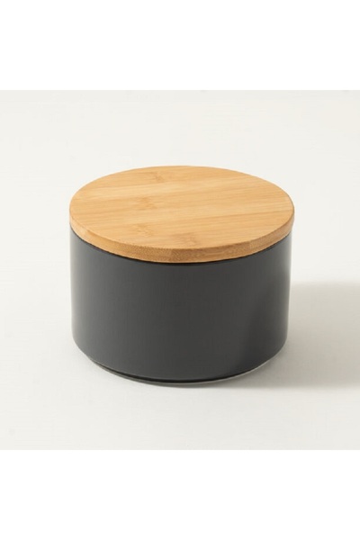 Dallaty 3 Pcs Grey Chalk Storage Jars With Bamboo Lid