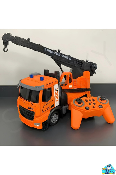 SHARKY 2.4GHz Uzaktan Kumandalı 1:12 Ölçek Işıklı ve Sesli Vinç - Oyuncak Şarjlı Vinçli İnşaat Aracı