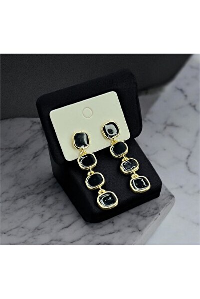 Candy Gold Frame - Enamel Gold Plated Dangle Square Earrings