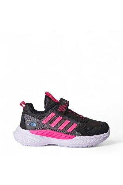 Tuğba Ortopedi 023-1 حذاء رياضي مريح للفتيات باللون الأسود/الفوشيا مقاوم للماء
