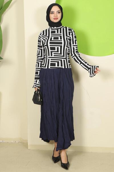 hafsamina Λευκό κορμάκι με λαιμόκοψη με μοτίβο λαβύρινθου HM2820