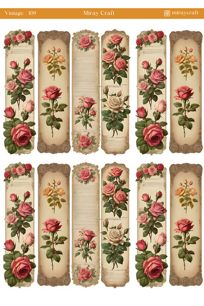 MirayDesign 1 Piece Vintage Themed Sticker (12X17 cm) for Bullet Journal, Scrapbook, Agenda and Planner