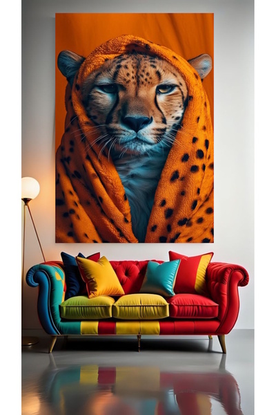 özkacar KAPLAN KÜRKLÜ KAPLAN V1 Tablou pe pânză pentru decorarea casei, peret...