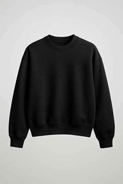 DEMOİSELLE Dámská mikina Crew Neck Basic Oversize ČERNÁ