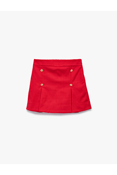 Koton Düğme Detaylı Pamuklu Tüvit Yüksek Bel Şort Etek