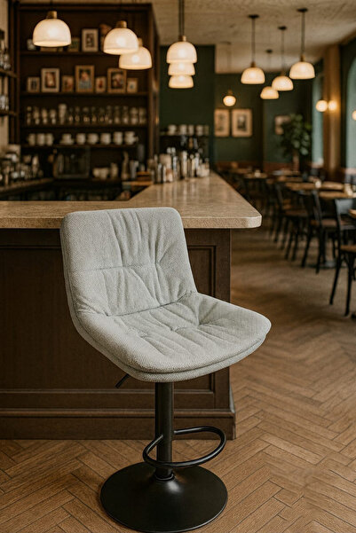 DEC49 كرسي بار قماش كتان بالوان متعددة