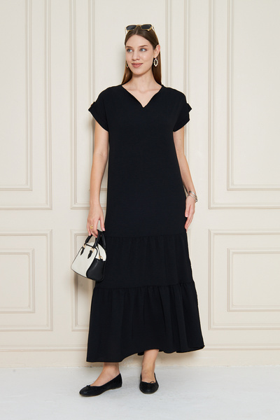 NEW LAVİVA Women's Loose Ruffled Low Armlet Detail Dress