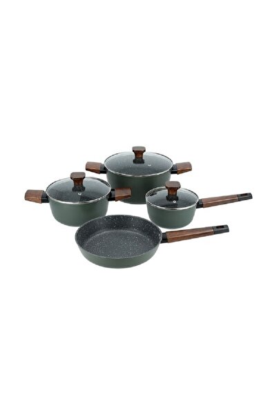 Alberto 7 piece green aluminum cookware set