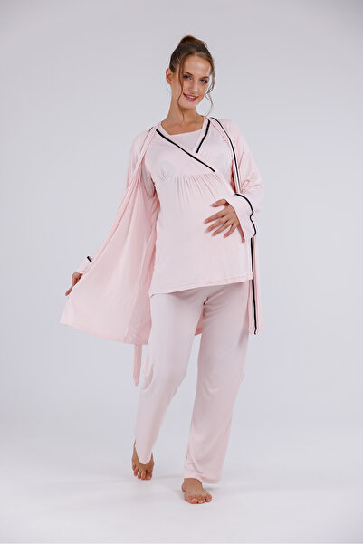 Lohusa Dünyasi Kadın Pudra Biyeli Emzirme Özellikli Kruvaze Lohusa Hamile Sab...