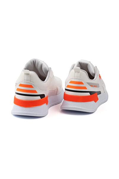 KAJILA Erkek Beyaz Oranj Spor Ayakkabı Rahat Yürüyüş Koşu Günlük Sneaker Bağcıklı Hafif Taban