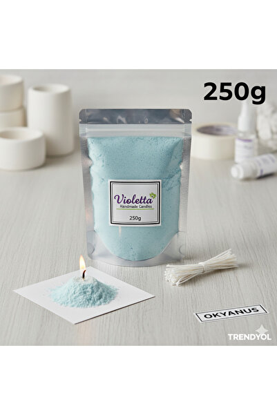 violleta Mavi (okyanus ) koku Toz Mum Parafini ve Fitili Seti (inci tozu mum) (250 G)