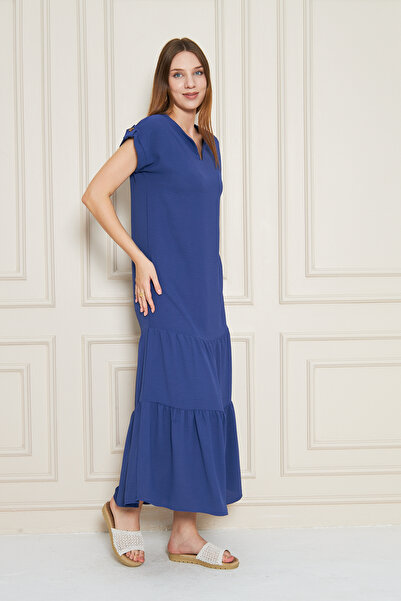 NEW LAVİVA Women's Loose Ruffled Low Armlet Detail Dress