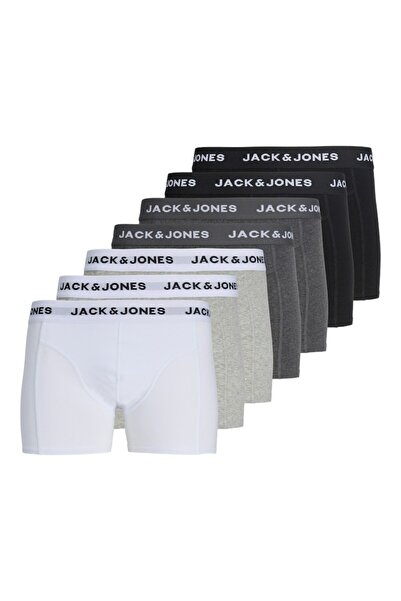 Jack & Jones Men's White Jacjj Solid Trunks 7 Pack Boxer 12285371-White