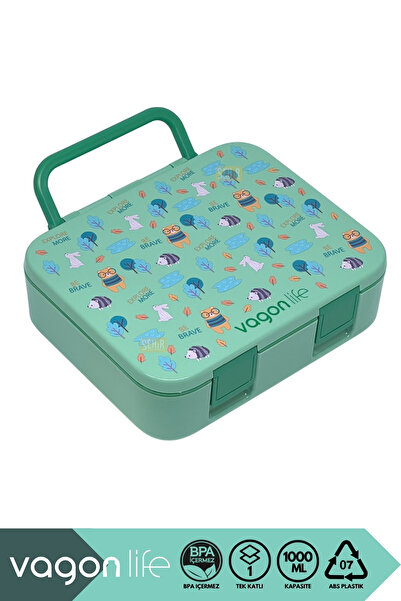 Vagonlife Bento 1000ml Lunchbox New Collection Single Layer 3 Compartments Abs Plastic Children's Lunch Box Food Container