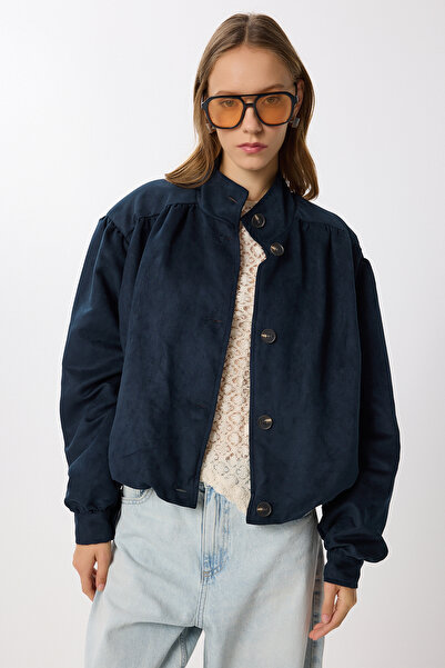 Lovelyİstanbul Jachetă bomber din piele intoarsa captusita cu vatuala LFG0155...