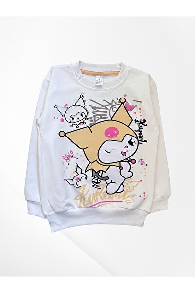 Pajama Shop Κοριτσίστικο βαμβακερό ύφασμα με ριγέ κρεμ χρώματος με χαρακτήρα κινουμένων σχεδίων μακρυμάνικο χειμερινό σετ φόρμας