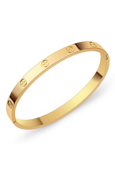 X-Lady Accessories Altın Renk Düz Alaşım Kelepçe Düz Bileklik