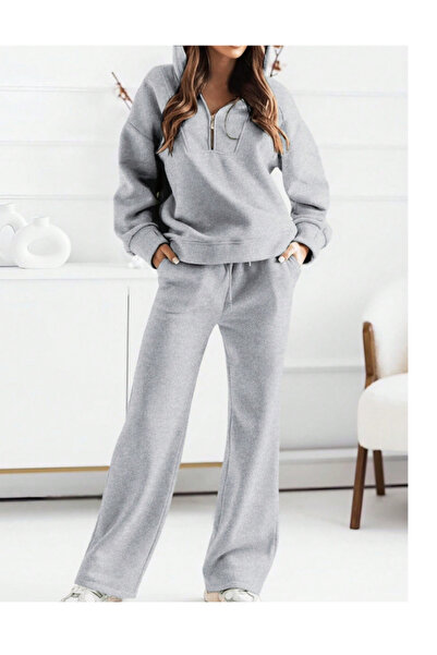 BERYY MODA ملابس رياضية نسائية رمادية فضفاضة كبيرة الحجم ذات جودة عالية وقصة ...