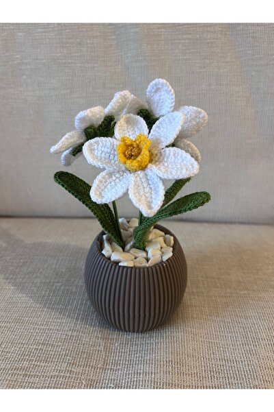 Bloom Hediye El yapımı örgü manolya çiçek - solmayan hediyelik dekor