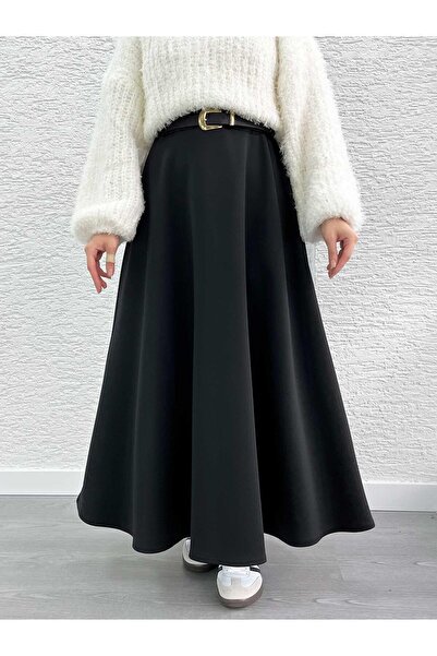 MELEK ARAZ Fustă neagră evazată Scuba