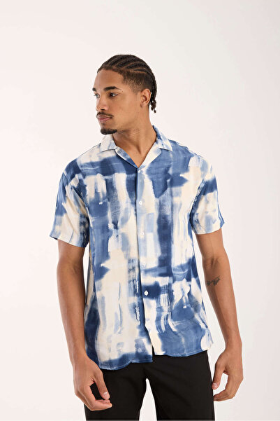 İLKCET MODA Чоловіча сорочка оверсайз з кольоровим візерунком