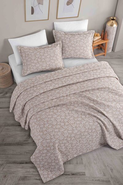 Evim Narma Jacquard Bedspread Set Double Size Beige 230X240 cm