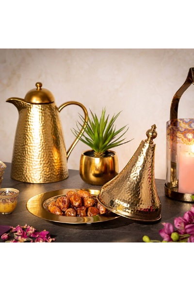ORIAN وعاء تمر من الفولاذ مخطوط باللون الذهبي