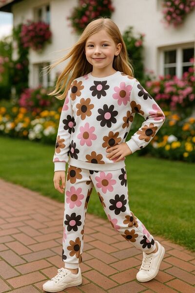 MAXI DRY Heart Patterned Girl's Bottom and Top Set