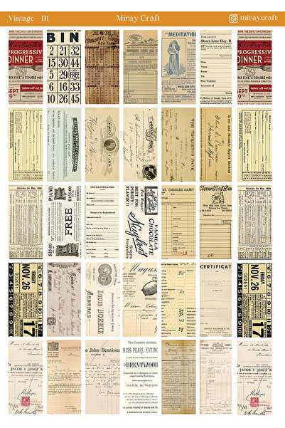 MirayDesign 1 Adet Vintage Temalı Sticker (12x17 cm) Bullet Journal, Scrapboo...