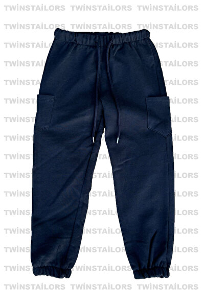 twins tailors Παιδικό αθλητικό παντελόνι με ελαστικό πόδι, φλις εσωτερικά, χωρίς στάμπα, 3 τεμάχια σε ένα πακέτο, Unisex, τρία τα τρία σε μπλε ναυτικό