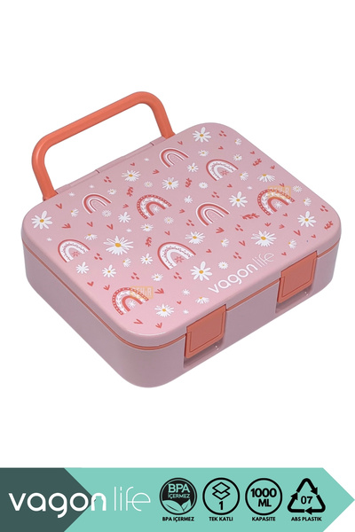 Vagonlife Bento 1000ml Lunchbox New Collection Single Layer 3 Compartments Abs Plastic Children's Lunch Box Food Container