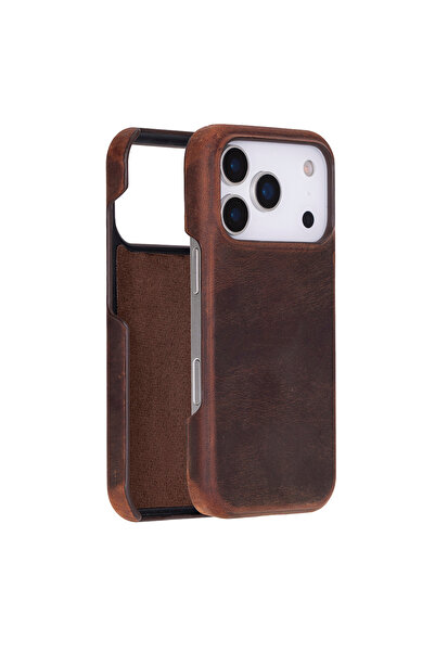 PLM Apple iPhone 17 Pro için, Hakiki Deri, El Yapımı Kılıf, Magsafe ile uyuml...