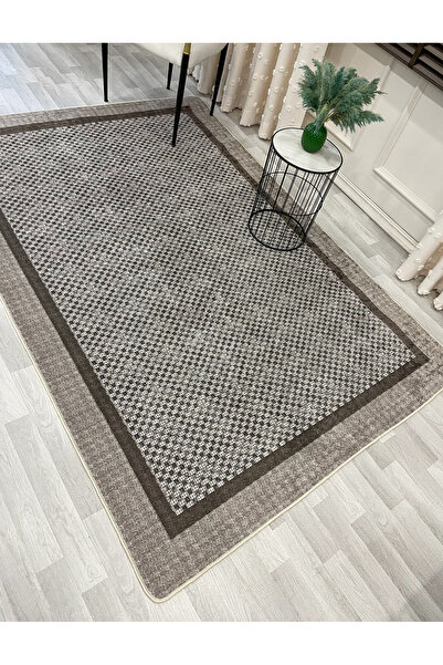 Brillant VİZON-KAHVE Jüt Sisal Görünüm Bordürlü Kaymaz Taban Yolluk Mutfak Halı