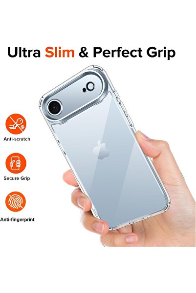 m.tk moveteck Apple iPhone 17 Air Kılıf Kamera Çıkıntılı Korumalı Yumuşak Şeffaf Silikon Renksiz Kapak