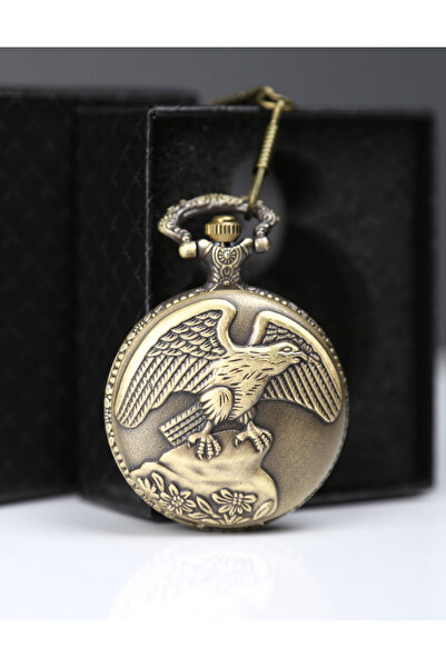 imsaconcept Eagle Embossed Bronze Clock with Chain and Box