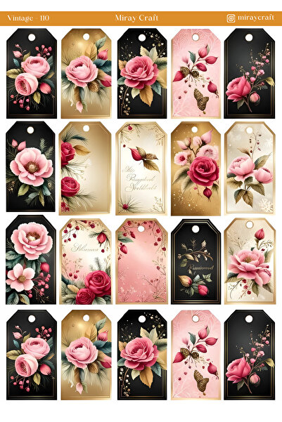 MirayDesign 1 Piece Vintage Themed Sticker (12X17 cm) for Bullet Journal, Scrapbook, Agenda and Planner