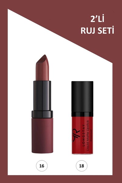 Golden Rose Velvet Matte Lipstick 16 & Longstay Matte Mini 18 2li Ruj Seti