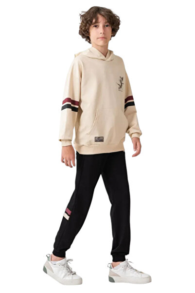 İrem Çocuk Giyim Boys' Front and Back Basketball-Themed Hooded Tracksuit Set