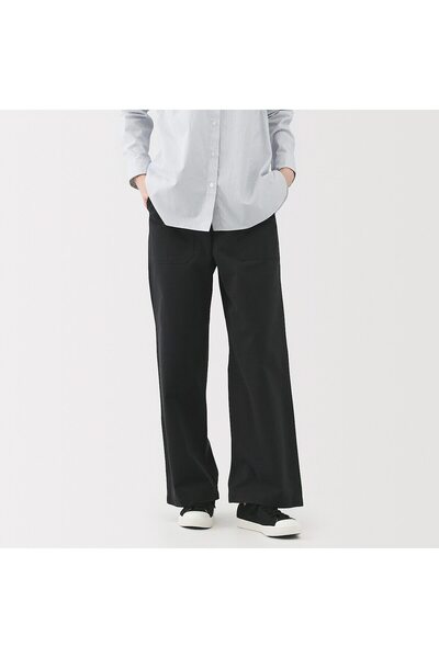 Muji بنطال بيكر مغسول بنقشة متعرجة