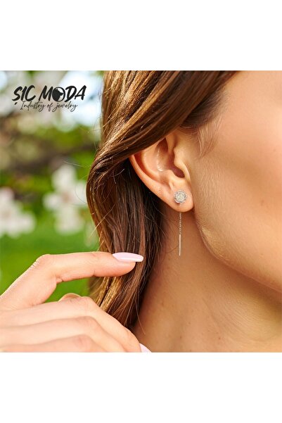SIC MODA Cercei Eleganti Floare, din Argint 925, 6103