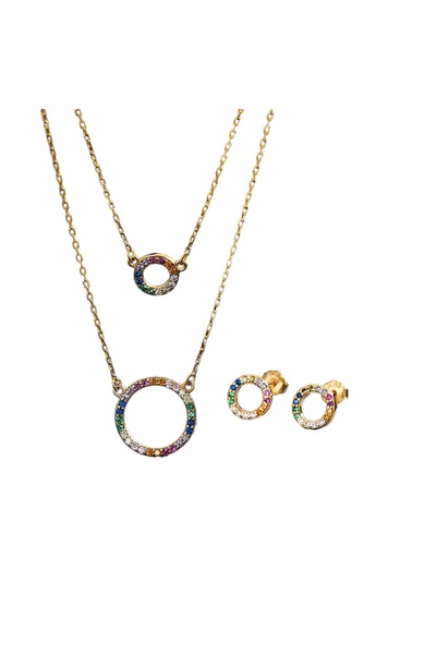 SIC MODA 925 Silver Necklace and Earrings Set, with Zircon, 6101