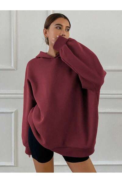 MOONBULL Дамска зимна блуза с качулка, без джобове и дълги ръкави