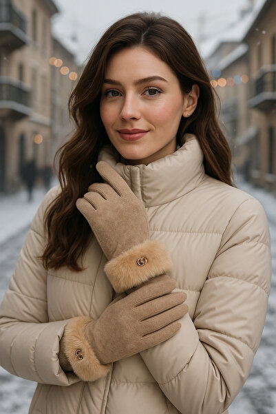 Luminos Butik Women's Ankle Fur Touchscreen Mink Gloves Eld29
