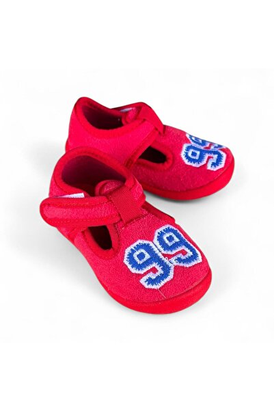 AkınalBella Kids Red Baby Boy Velcro Anti-Slip Sole Lightweight Home Shoes Slippers