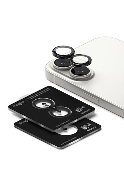 Stef's Cat Γυαλί πλαισίου φακού κάμερας για iPhone 17, A52, αλουμίνιο, μαύρο